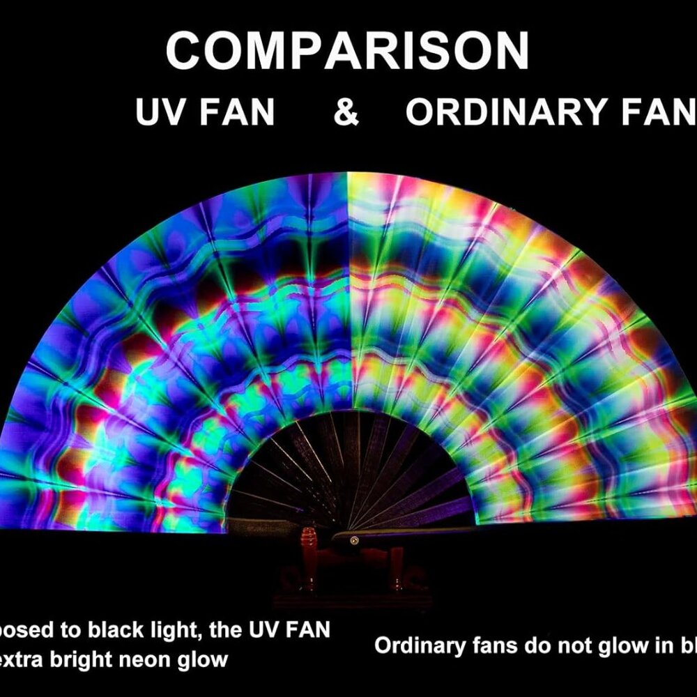 Rave Folding Hand Fan Popping Fans for Line Dancing, Large Clacking Fans Clap Fa - Picture 6 of 6